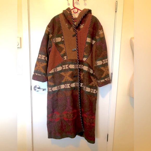 VINTAGE BLANKET COAT CB CANVASBACKS L XL WESTERN WOOL WOVEN - Picture 2 of 16